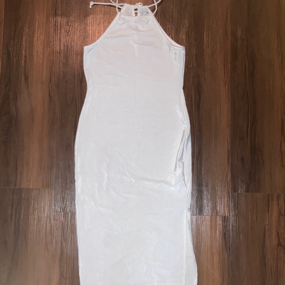 Fashion Nova White Halter Maxi Dress